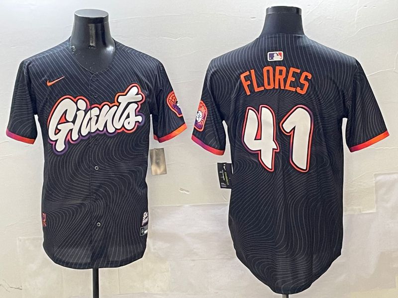 Men San Francisco Giants #41 Flores Black Joint Name Nike 2025 MLB Jersey style 1